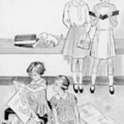 Sketch Of Four Young Girls Poster
