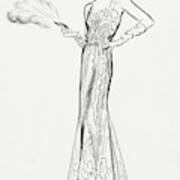 Sketch Of Munoz Wearing Evening Gown Poster