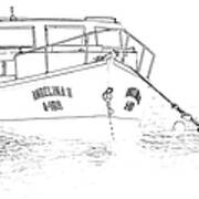 Sketch Of The Fishing Boat Of Aruba Angelina Poster