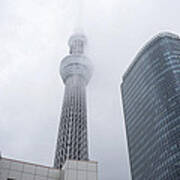 Skytower Tokyo In Clouds Poster