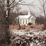 Snowy Chapel In The Wildwood Poster