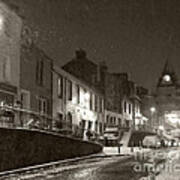 Snowy Night In Black And White Poster