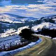 Snowy Scene And Rural Road Poster