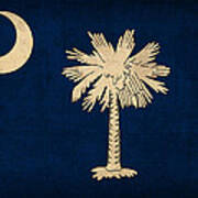 South Carolina State Flag Art On Worn Canvas Poster