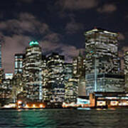 South Ferry Manhattan At Night Poster
