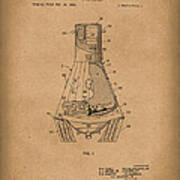 Space Capsule 1966 Mercury Patent Art  Brown Poster