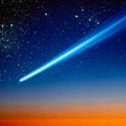 Space, Comet Speeding Across The Night Poster
