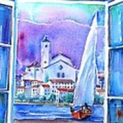 Spanish Window In Cadaques And The Church Of Santa Maria Poster