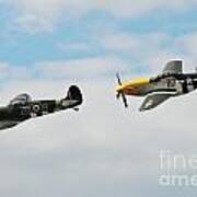 Spitfire And Mustang Fighters Poster