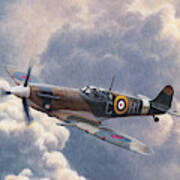 Spitfire Plane Flying In Storm Cloud Poster