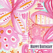 Spring Flowers Birthday Card Poster