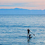 Stand Up Paddle Surfing In Santa Barbara Bay California Poster