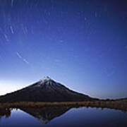 Star Trails Over Mt Taranaki New Zealand Poster