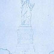 Statue Of Liberty - Blueprint Drawing Poster