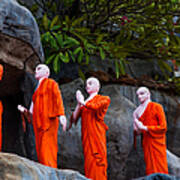 Statues Of The Buddhist Monks At Golden Temple Poster