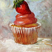 Stawberry Topped Cupcake Poster