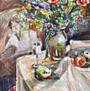 Still Life With Figural Background Poster