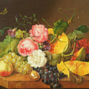Still Life With Flowers And Fruit, 1821 Poster