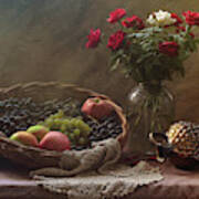 Still Life With Fruit And Roses Poster