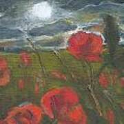 Storm Passing Night Poppies Poster