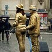 Street Entertainers In Prague Poster