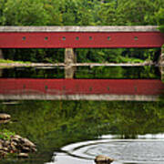 Summer Reflections At West Cornwall Covered Bridge Poster