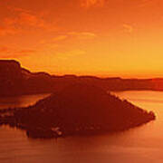 Sun Rising Over Crater Lake National Poster