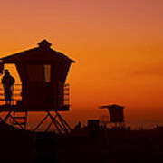 Sun Sets On Huntington Beach Poster