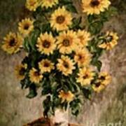 Sunflowers In A Vase After Monet Poster