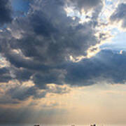 Sunrays Scattered By Clouds Over Trieste Bay Poster