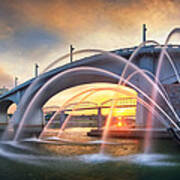 Sunrise At John Ross Landing Fountain Poster