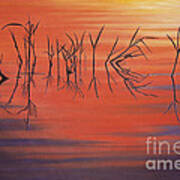 Sunrise Grass Reflections Poster