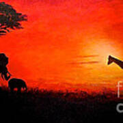 Sunset At Serengeti Poster