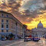 Sunset At The Vatican Poster