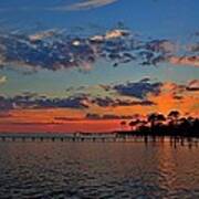 Sunset Colors On Santa Rosa Sound With Rays Poster