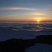 Sunset Over A Frozen Lake Erie - 1 Poster