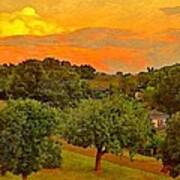 H Sunset Over Orchard - Horizontal Poster