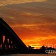 Sunset Over Sanibel Island Causeway Poster