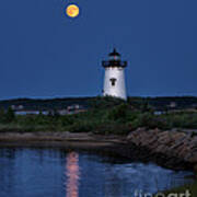 Super Moon Over Edgartown Lighthouse Poster