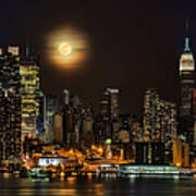 Super Moon Over Nyc Poster