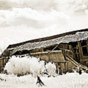 Surreal Infrared Sepia Old Crumbling Barn Landscape - The Passage Of Time Poster
