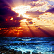 Surrealistic Sunset Seascape Poster