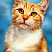 Sweet William Orange Tabby Cat Painting Poster