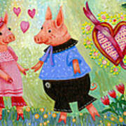 Sweetheart Valentine Pigs Poster
