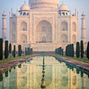 Taj Mahal Dawn Reflection Poster