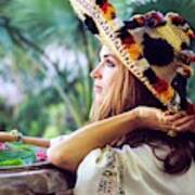 Talitha Getty Wearing A Sombrero Poster