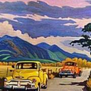 Taos Joy Ride With Yellow And Orange Trucks Poster