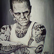 Tattooed Frankenstein By Mike Vanderhoof Poster