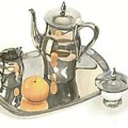 Tea Service With Orange Poster