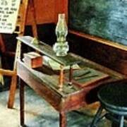 Teacher's Desk With Hurricane Lamp Poster